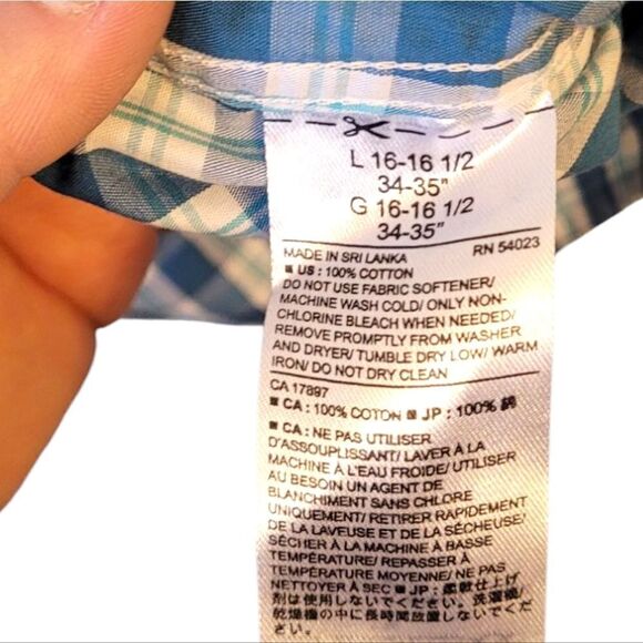 Banana Republic Men's Blue Plaid Standard Fit Button Down Shirt - Picture 5 of 5